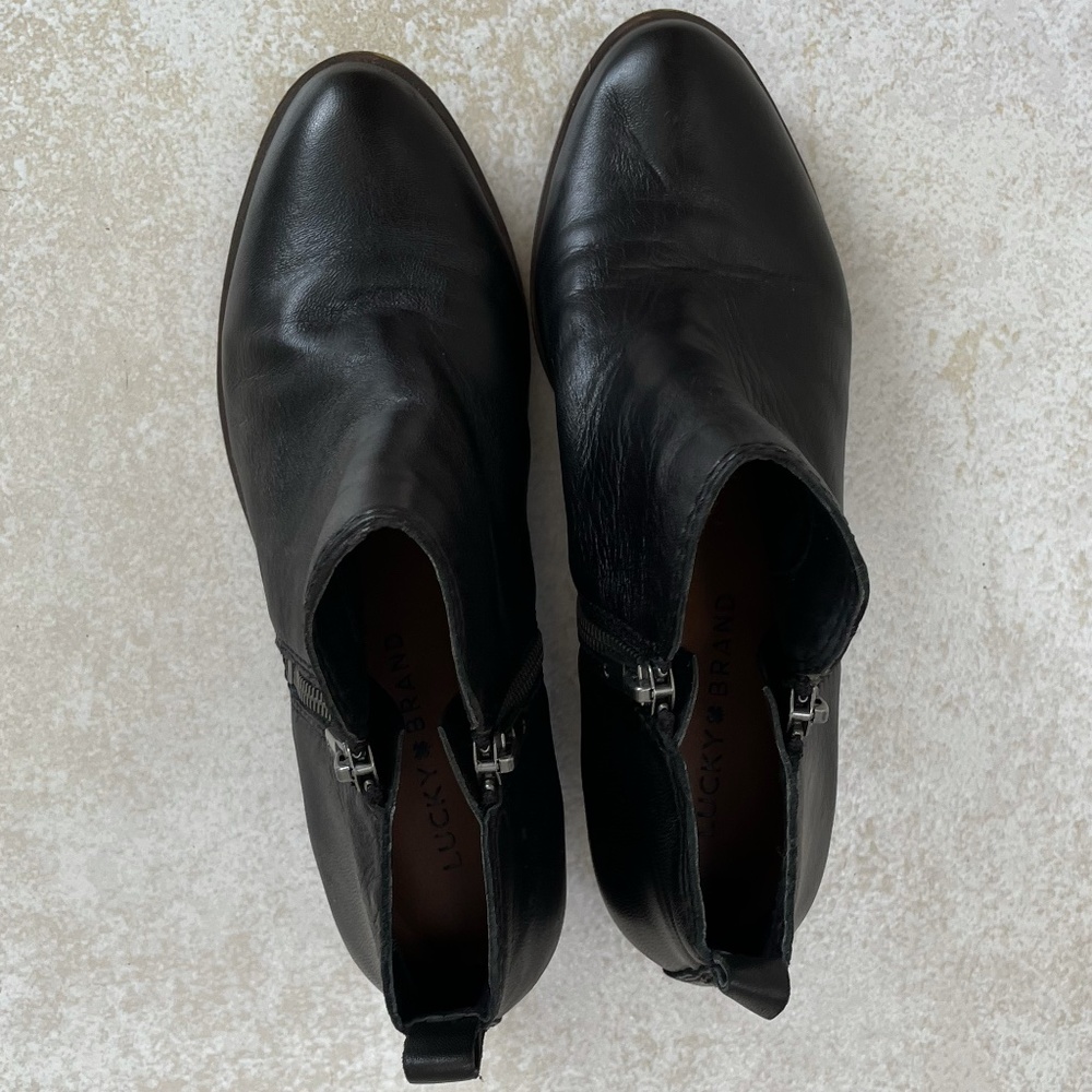Black Leather Bootie Lucky Brand